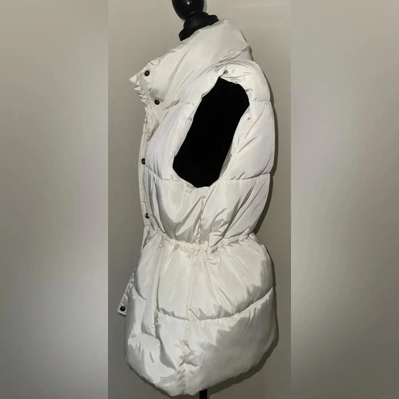 Off White Adjustable Waist Mid Length Puffer Vest - Size L - Picture 4 of 8